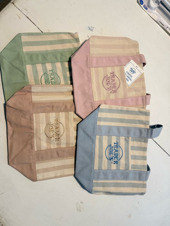 Trader Joe'S Handbags - Trader Joe's Striped Mini Tote Bag - Pink, Blue, Green, Tan Options